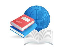 isometrico piatto 3d illustrazione concetto di libro lettura per mondo sviluppo vettore