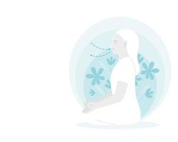 un' donna Meditare e respirazione esercizio per per yoga o ansia gestione. vettore illustrazione nel piatto stile.