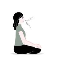 isolato di un' donna Meditare e respirazione esercizio. vettore illustrazione nel piatto stile.