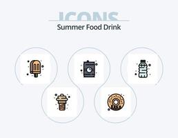 estate cibo bevanda linea pieno icona imballare 5 icona design. . cibo. bere. Pizza. estate vettore