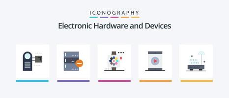 dispositivi piatto 5 icona imballare Compreso film. i phone. Banca dati. cinema. inteligente. creativo icone design vettore