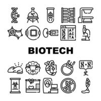 biotech tecnologia collezione icone impostato vettore illustrazioni