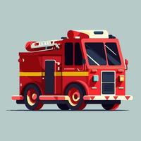 fuoco motore o fuoco camion vettore piatto colore cartone animato illustrazione