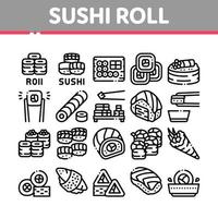 Sushi rotolo asiatico piatto collezione icone impostato vettore