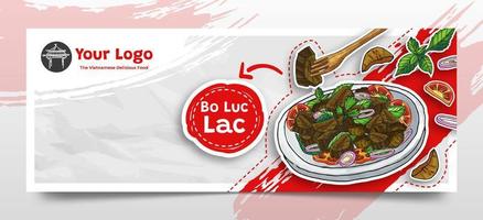 scarabocchio mano disegnato bo fortuna lac come il vietnamita cibo sociale media intestazione sfondo vettore