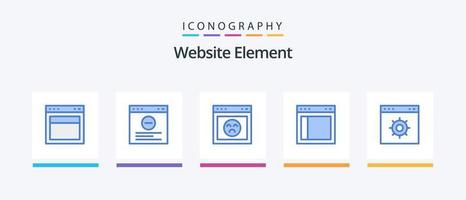 sito web elemento blu 5 icona imballare Compreso browser. testo. browser. disposizione. dividere. creativo icone design vettore