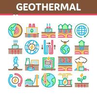 geotermico energia collezione icone impostato vettore illustrazioni