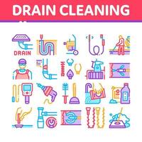 drain pulizia servizio collezione icone impostato vettore