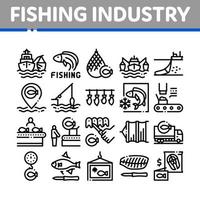 pesca industria attività commerciale processi icone impostato vettore