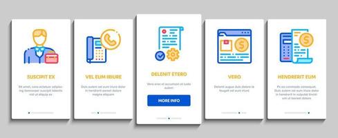amministratore attività commerciale onboarding elementi icone impostato vettore