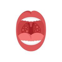 bocca tonsillite icona piatto vettore. tonsilla anatomia vettore