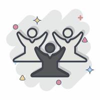 icona meditazione addestramento. relazionato per psicologico simbolo. comico stile. semplice illustrazione. emozioni, empatia, assistenza vettore