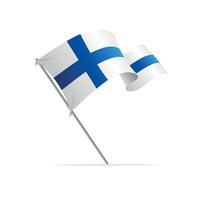 realistico 3d dettagliato Finlandia bandiera su pennone. vettore