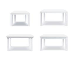 realistico dettagliato 3d diverso bianca tavolo impostare. vettore