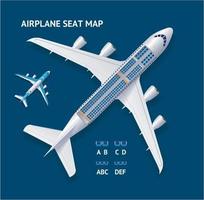 realistico 3d dettagliato aereo e posto a sedere carta geografica concetto carta. vettore