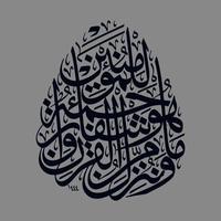 Arabo calligrafia, al Corano sura al isra' versetto 82, traduzione e noi inviato giù a partire dal il Corano qualcosa quello è antidoto e misericordia per quelli chi ritenere. vettore