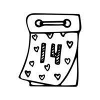 mano disegnato carino calendario. vettore San Valentino giorno clipart. calendario per febbraio 14. schema.