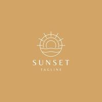 tramonto linea arte logo design vettore