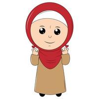 carino ragazza cartone animato con hijab vettore