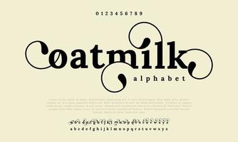 latte d'avena semplice lusso elegante tipografia. font carattere tipografico Vintage ▾ astratto vettore illustrazione