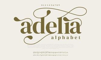 adelia lusso elegante tipografia. Vintage ▾ font per nozze, invito, logo, musica, moda, proprietà vettore illustrazione