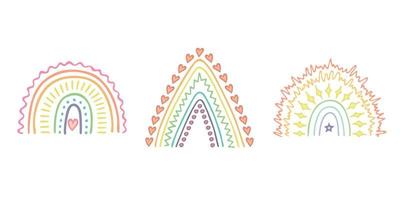 mano disegnato pastello arcobaleno impostare. decorativo elementi per saluto carta, bambini e bambino Abiti Stampa vettore