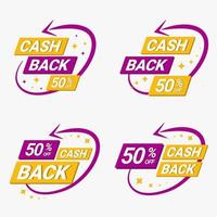 impostato di cashback etichetta modello vettore