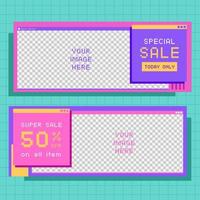 super vendita sconto bandiera con vaporwave design vettore