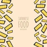 cartone animato tamagoyaki, giapponese cibo telaio confine sfondo vettore