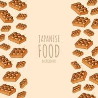 cartone animato takoyaki, giapponese cibo telaio confine sfondo vettore