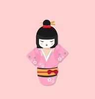 simpatica bambola geisha giapponese vettore