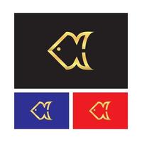 pesce forma d'oro colore wm logo o mw logo vettore design modello.