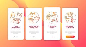 quarantena lavori domestici onboarding app mobile vettore