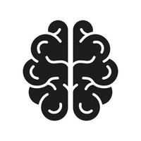 umano cervello silhouette icona. medico neurologia, psicologia glifo pittogramma. conoscenza, memoria, mente, intelligenza icona. umano cervello anatomia nel un vero Visualizza. isolato vettore illustrazione.