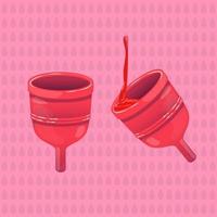 illustrazione di un' mestruale tazza con sangue vettore