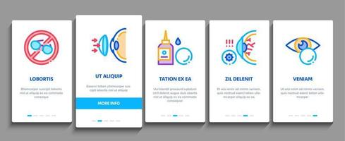 contatto lente accessorio onboarding elementi icone impostato vettore