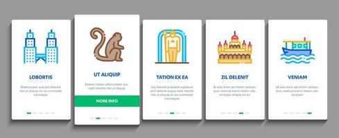 Malaysia nazionale onboarding elementi icone impostato vettore