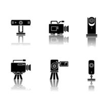 webcam ombra nera glifo set di icone. vettore