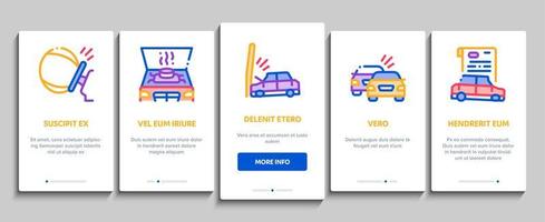 auto schianto incidente onboarding elementi icone impostato vettore