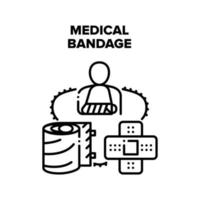illustrazione nera del concetto di vettore di bendaggio medico