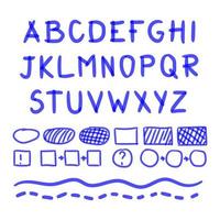 marcatore mano scritto scarabocchio lettere e matematico simboli vettore