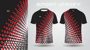 t-shirt nera rossa con design in jersey sportivo vettore