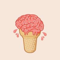 cono gelato con il cervello vettore