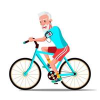 vecchio uomo equitazione su bicicletta vettore. salutare stile di vita. Bici. all'aperto sport attività. isolato illustrazione vettore