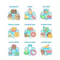 cibo collezione impostato icone vettore illustrazioni