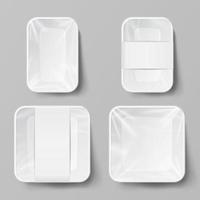 modello vuoto bianca plastica cibo contenitore impostato vettore