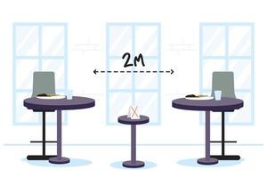 tavoli da ristorante con background sociale a distanza adeguata