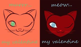 impostato mormora Miao mio San Valentino elementi per design vettore