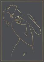 d'oro colorato donna silhouette manifesto. femminile concetto. mano dipinto design per parete arredamento, Stampa, carta, sfondo, sfondo. vettore illustrazione.