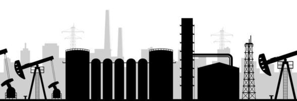 silhouette nera di produzione di petrolio vettore